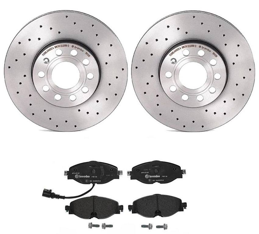 Audi VW Brakes Kit - Pads and Rotors Front (288mm) (Low-Met) (Xtra) 8V0698151G - Brembo 4026485KIT